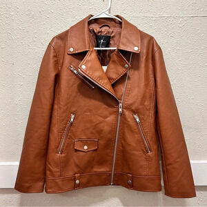 7 For All Mankind Cognac Faux Leather Jacket NWT Small